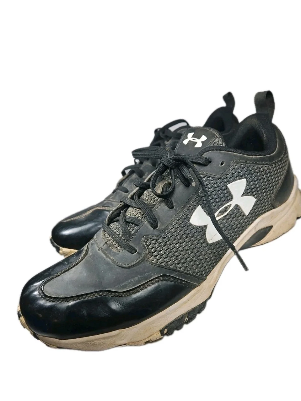 Under Armour Men Sz13 Black/White Rubber Turf Trainer Athletic Traction Y2K[6E